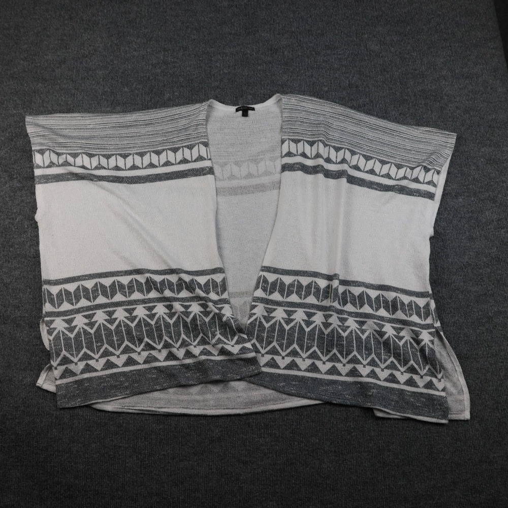 Womens‎ Open Front Cardigan Vest Large White Gray Aztec Knit Made USA Kimono